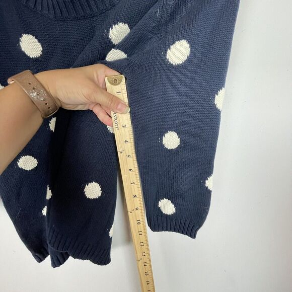 Lucky Brand Paula Blue Polka Dot 2/3 Sleeve Sweater Scoop Neck Size M - Picture 9 of 10